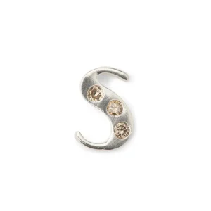 Diamond letter ear stud - Rabens Momento I Silver w/ Champagne diamond