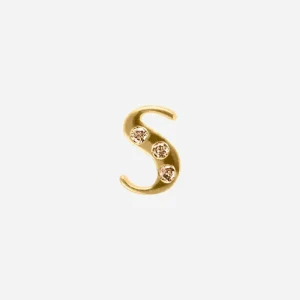 Diamond letter ear stud - Rabens Momento I Gold w/ Champagne diamond